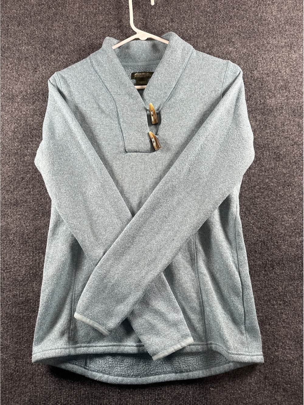 Eddie Bauer Womens Small Blue Fleece Pullover Toggle Neck Long Sleeve